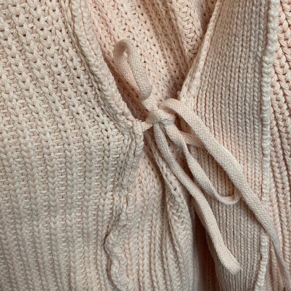 Sabo Skirt womens Large knit wrap sweater dress elle tie waist pink v neck - Picture 10 of 14